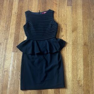 Catherine Malandrino Black Pleated Bodice Peplum Sheath Dress